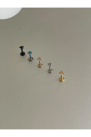 316 L Cerrahi Çelik Tragus Helix Kıkırdak Conch Minik Yıldız Piercing