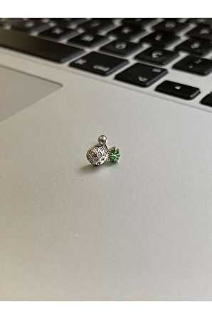 316 L Cerrahi Çelik Dudak Kıkırdak Helix Tragus Piercingi Ananas Detaylı Piercing