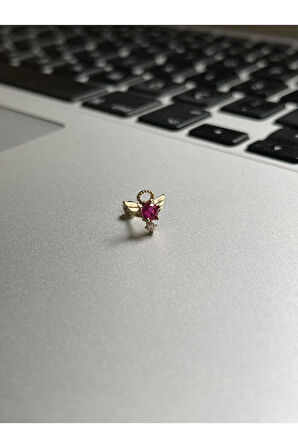 316 L Cerrahi Çelik Dudak Kıkırdak Helix Tragus Piercingi Melek Detaylı Piercing