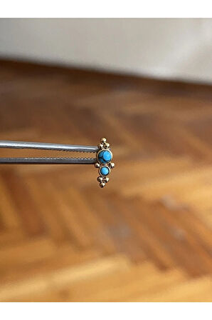 316 L Cerrahi Çelik Dudak Kıkırdak Helix Tragus Piercingi Fruze Taşı Detaylı Piercing