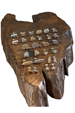 316 L Cerrahi Çelik Dudak Kıkırdak Helix Tragus Piercingi Haç Detaylı Piercing