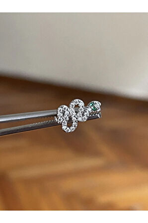 316 L Cerrahi Çelik Dudak Kıkırdak Helix Tragus Piercingi Yılan Detaylı Piercing