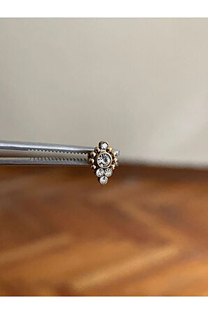 316 L Cerrahi Çelik Dudak Piercing Kıkırdak Helix Tragus Conch Piercingi Zirkon Taşlı Piercing