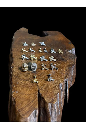 316 L Cerrahi Çelik Dudak Piercing Kıkırdak Helix Tragus Conch Piercingi Zirkon Taşlı Haç Piercing