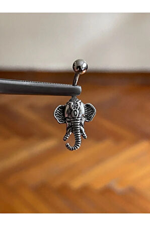 316 L Cerrahi Çelik Fil Detaylı Göbek Piercingi Fil Piercing