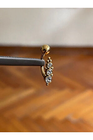316 L Cerrahi Çelik  Taşlı Göbek Piercingi Taşlı Göbek Piercingi