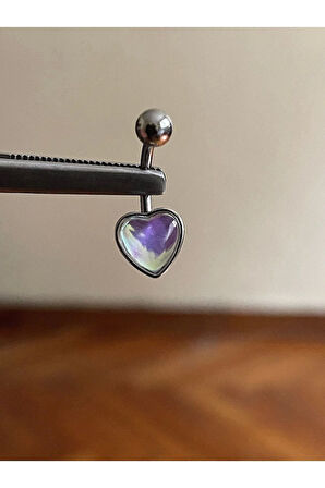 316 L Cerrahi Çelik Hareli Kalp Model Göbek Piercingi