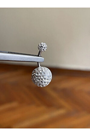 316 L Cerrahi Çelik Disko Topu Detaylı Göbek Piercingi Zirkon Taşlı Disko Topu