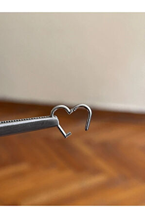 316 L Cerrahi Çelik Kalp Detaylı Halka Kıkırdak Helix Tragus Piercingi