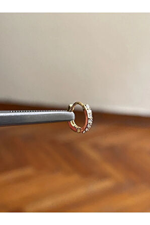 316 L Cerrahi Çelik Zirkon Taşlı Halka Detaylı Kıkırdak Helix Tragus Piercingi