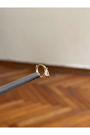 316 L Cerrahi Çelik Zirkon Taşlı Halka Detaylı Kıkırdak Helix Tragus Piercingi