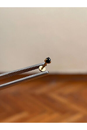 316 L Cerrahi Çelik Dudak Kıkırdak Helix Tragus Piercingi Onix Taşlı Piercing Doğal Taşlı Piercing