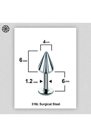 Spayk 4x6mm x 6mm x 1.2mm Çelik Labret Kıkırdak Tragus Piercing