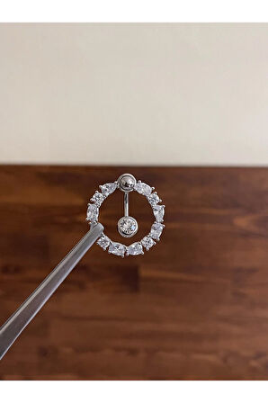 316 L Cerrahi Çelik Halka Göbek Piercingi Pırlanta Model Göbek Piecingi