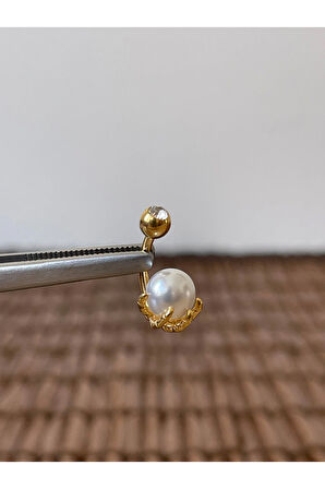 316 L Cerrahi Çelik Anti Alerjik 10 mm İncili Pençe Model Göbek Piercingi