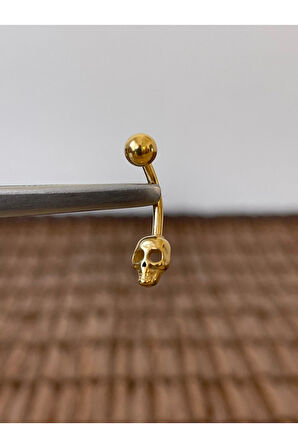 316 L Cerrahi Çelik Anti Alerjik 10 mm Kuru Kafa Model Göbek Piercingi Kuru Kafa Piercing