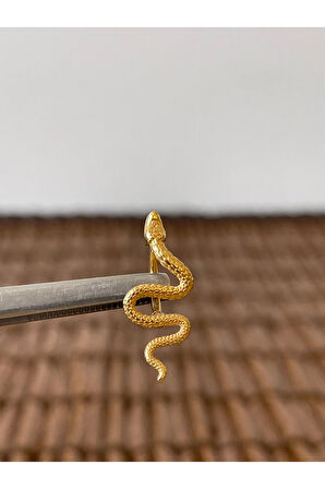 316 L Cerrahi Çelik Anti Alerjik 10 mm Yılan Model Göbek Piercingi Yılan Piercing