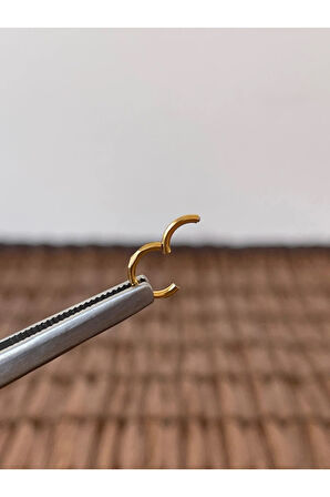316 L Cerrahi Çelik Anti Alerjik Kesme Baklava 6 mm x 1.2mm Altın Kilitli Halka Piercing