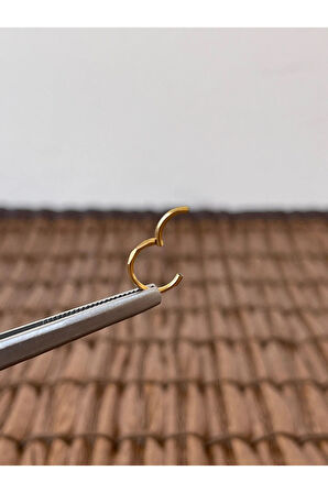 316 L Cerrahi Çelik Anti Alerjik Kesme Baklava 8 mm x 1.2mm Altın Kilitli Halka Piercing