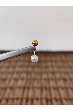 316 L Cerrahi Çelik Anti Alerjik 8 mm İncili Kıkırdak Helix Tragus Piercingi