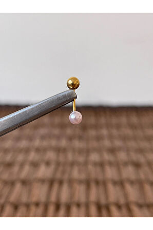 316 L Cerrahi Çelik Anti Alerjik 8 mm İncili Kıkırdak Helix Tragus Piercingi