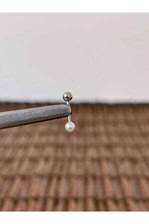 316 L Cerrahi Çelik Anti Alerjik 8 mm İncili Kıkırdak Helix Tragus Piercingi