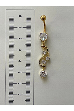 316 L Cerrahi Çelik Anti Alerjik 10 mm Kristal Taşlı Sallantılı Sarmaşık Model Göbek Piercingi