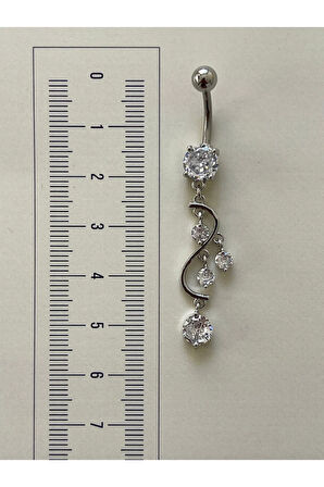 316 L Cerrahi Çelik Anti Alerjik 10 mm Kristal Taşlı Sallantılı Sarmaşık Model Göbek Piercingi
