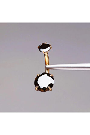Çift Taş Siyah Renk Ultraliğht 10 mm Titanyum Göbek Piercingi