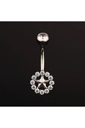 Güneş Zirkon Titanyum Göbek Piercing Ultraliğht 10 mm Titanyum Göbek Piercingi