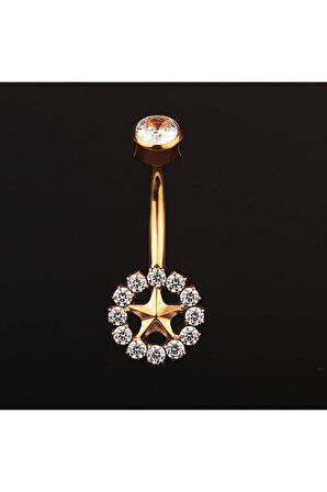 Güneş Zirkon Titanyum Göbek Piercing Ultraliğht 10 mm Titanyum Göbek Piercingi