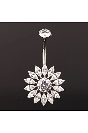 Zirkon Taş Kelebek Titanyum Göbek Piercing Ultraliğht 10 mm Titanyum Göbek Piercingi