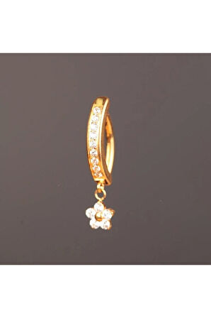 Çiçek Sallantılı Zirkon Titanyum Klips Göbek Piercing Ultraliğht 10 mm Titanyum Göbek Piercingi
