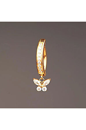 Kelebek Sallantılı Zirkon Titanyum Klips Göbek Piercing Ultraliğht 10 mm Titanyum Göbek Piercingi