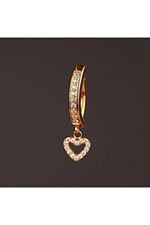 Kalp Sallantılı Zirkon Titanyum Klips Göbek Piercing Ultraliğht 10 mm Titanyum Göbek Piercingi