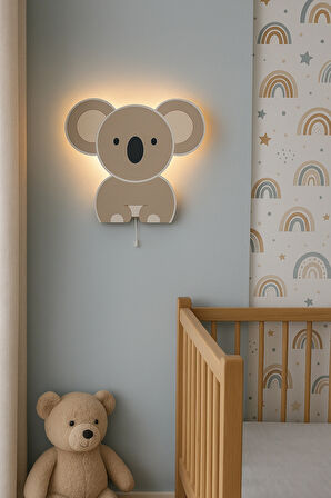 El Yapımı Koala Figürlü, Duvar Lambası-Rgb-Kumandalı