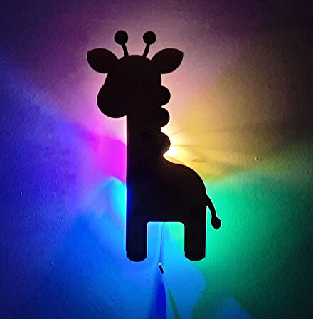 El Yapımı Zürafa Figürlü, Duvar Lambası-Rgb-Bluetooth