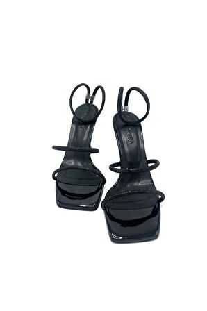 Brand Kadın Bilekten Bağlama Taşlı Topuklu Ayakkabı