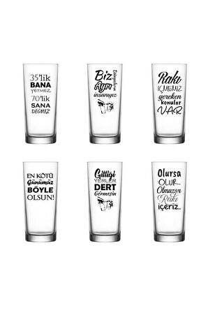 Rakı Sözü Baskılı 6'Lı Rakı Kadehi
