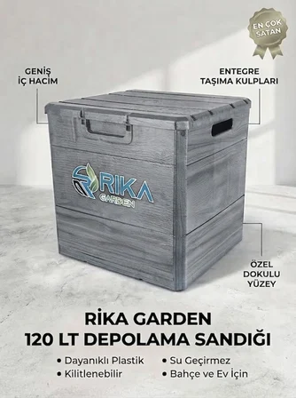 Rika Garden Suya Dayanıklı Gri Kilitli Bahçe ve Balkon Eşya Sandığı