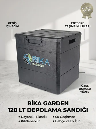 120 Lt Ahşap Desenli Bahçe Depolama Sandığı - Su Geçirmez (Üreticiden Orijinal Ürün)