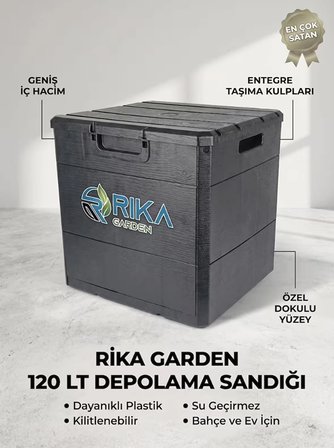 Rika Garden Suya Dayanıklı Siyah Kilitli Bahçe ve Balkon  Sandığı