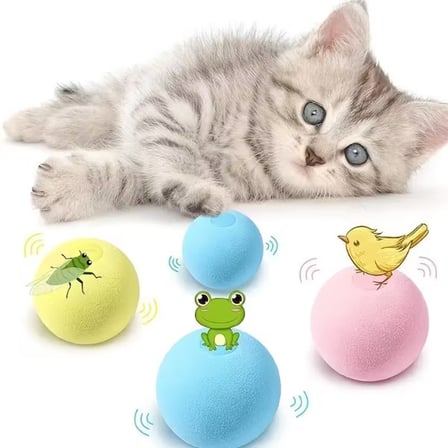 Delux Serisi Merak Uyandırıcı Avlanma Aracı Kedi Otlu 3 Sesli İnteraktif Top Kedi Oyuncağı