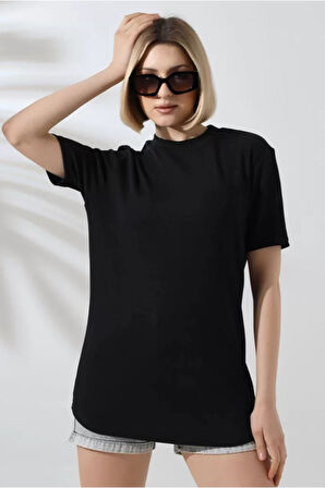 Unisex Bisiklet Yaka Slim Fit T-Shirt - Siyah