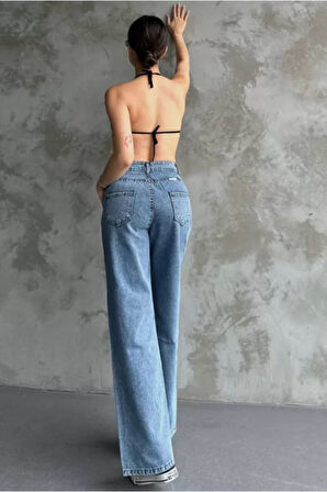 Palazzo Jeans Pantalon - Mavi