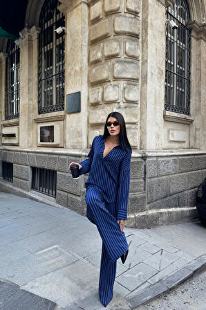 ÇİZGİLİ BLUZ  - PANTOLON TAKIM - Lacivert