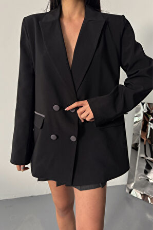 TASARIM CEKET KAPLAMA DÜĞMELİ - Siyah