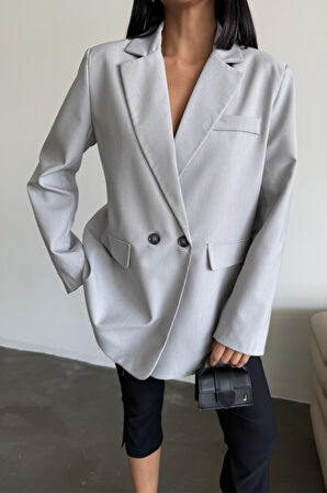 ARKASI YIRTMAÇ DETAYLI CEKET - Gri