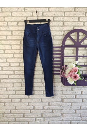 Yüksek Bel Likralı Jean Pantolon 90 Cm