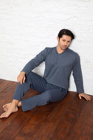 Nisanca Pamuklu Uzun Kollu Erkek Pijama Takımı